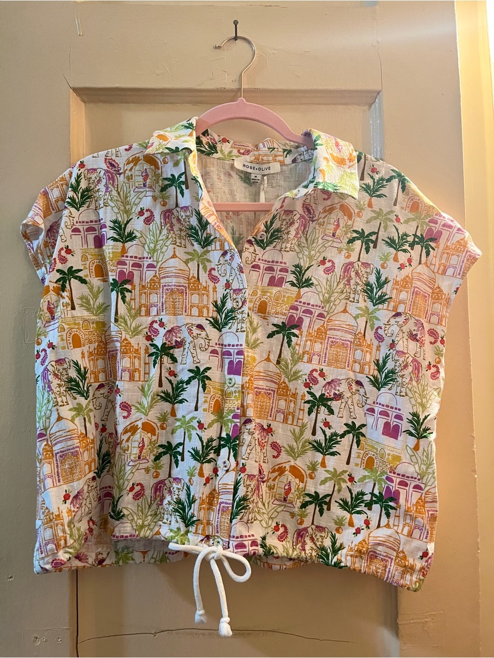 Scenic Casbah Novelty Print Linen Blend Top